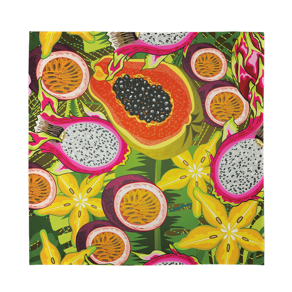 Tropical Jungle Fruits Pattern Print Silk Bandana