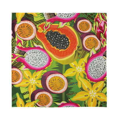 Tropical Jungle Fruits Pattern Print Silk Bandana