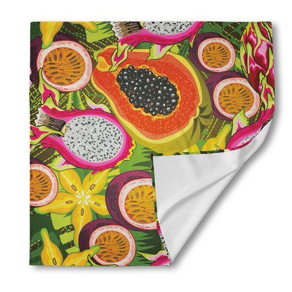 Tropical Jungle Fruits Pattern Print Silk Bandana