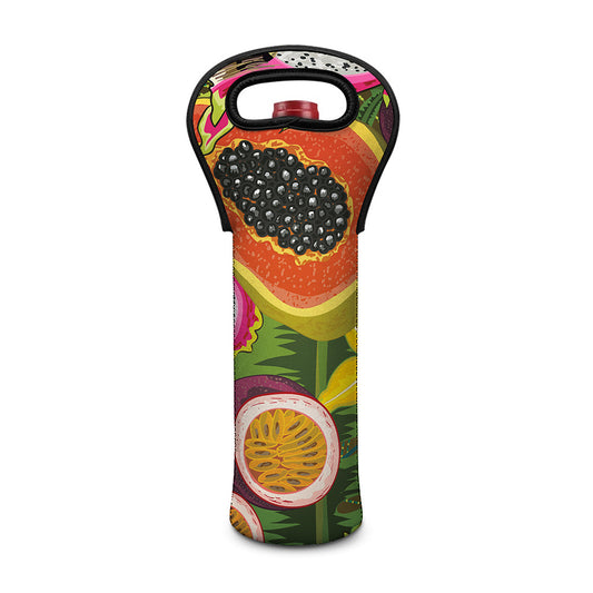 Tropical Jungle Fruits Pattern Print Single Neoprene Wine Tote