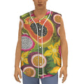 Tropical Jungle Fruits Pattern Print Sleeveless Baseball Jersey