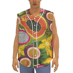 Tropical Jungle Fruits Pattern Print Sleeveless Baseball Jersey
