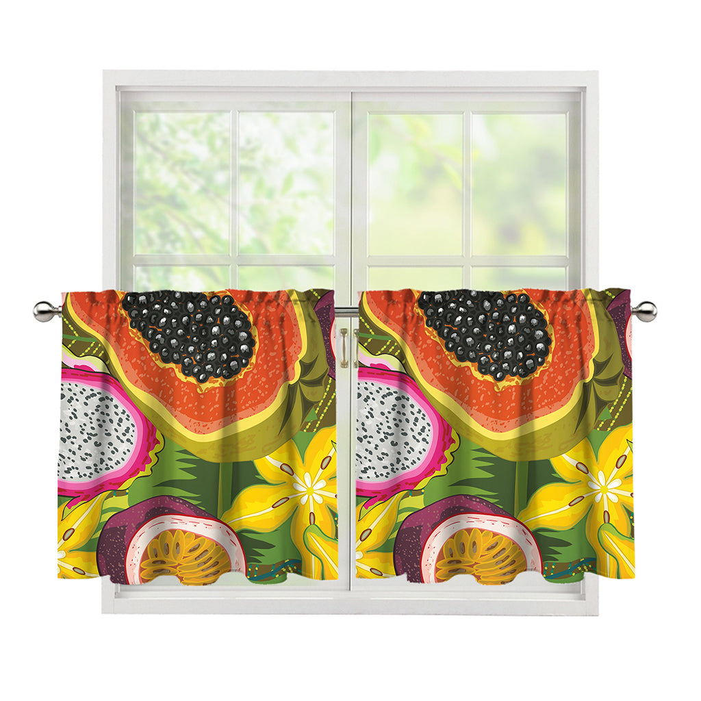 Tropical Jungle Fruits Pattern Print Tier Curtains