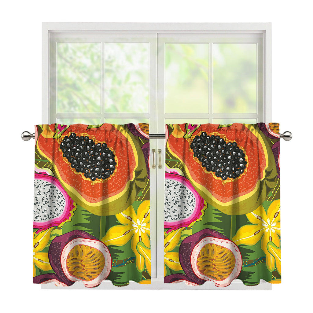 Tropical Jungle Fruits Pattern Print Tier Curtains