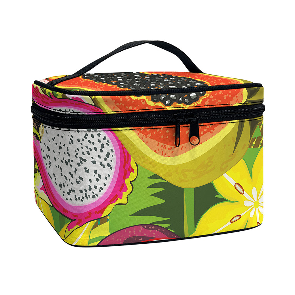 Tropical Jungle Fruits Pattern Print Travel Makeup Bag