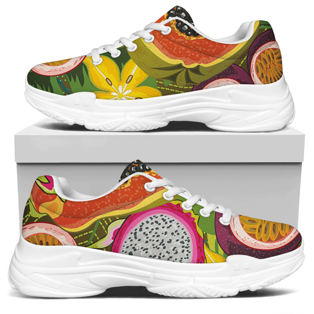 Tropical Jungle Fruits Pattern Print White Chunky Shoes