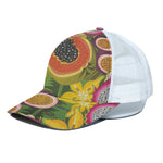 Tropical Jungle Fruits Pattern Print White Mesh Trucker Cap