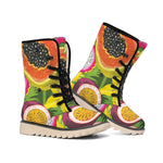 Tropical Jungle Fruits Pattern Print Winter Boots
