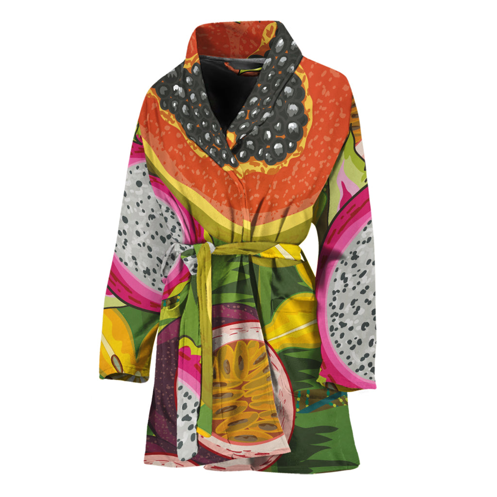 Tropical Jungle Fruits Pattern Print Women's Bathrobe