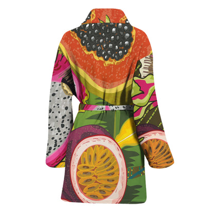 Tropical Jungle Fruits Pattern Print Women's Bathrobe