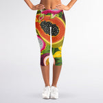 Tropical Jungle Fruits Pattern Print Women's Capri Leggings