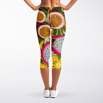 Tropical Jungle Fruits Pattern Print Women's Capri Leggings