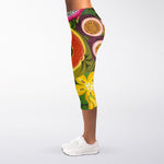 Tropical Jungle Fruits Pattern Print Women's Capri Leggings