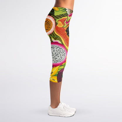Tropical Jungle Fruits Pattern Print Women's Capri Leggings