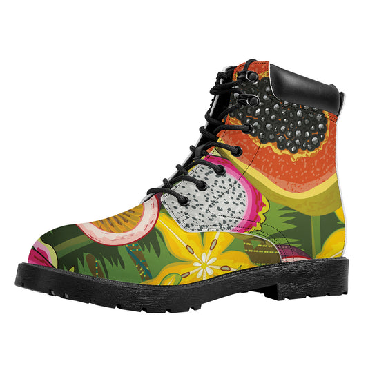 Tropical Jungle Fruits Pattern Print Work Boots