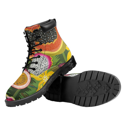 Tropical Jungle Fruits Pattern Print Work Boots
