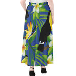 Tropical Keel-Billed Toucan Print Chiffon Maxi Skirt