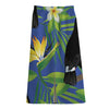 Tropical Keel-Billed Toucan Print Cotton Front Slit Maxi Skirt