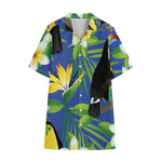 Tropical Keel-Billed Toucan Print Cotton Hawaiian Shirt