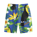 Tropical Keel-Billed Toucan Print Cotton Shorts