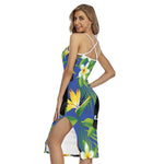 Tropical Keel-Billed Toucan Print Cross Back Cami Dress