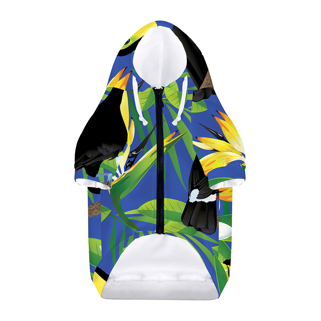 Tropical Keel-Billed Toucan Print Dog Zip Up Hoodie