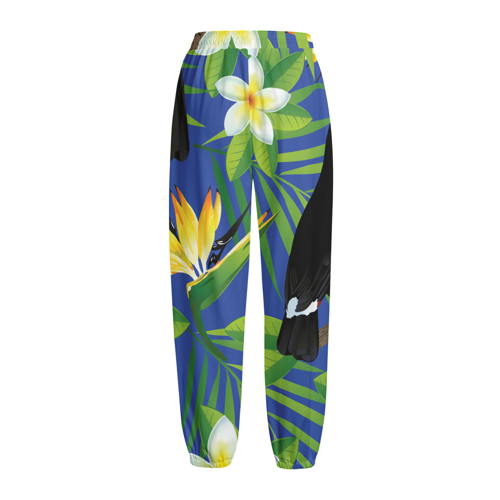 Tropical Keel-Billed Toucan Print Fleece Lined Knit Pants