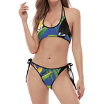 Tropical Keel-Billed Toucan Print Halter Scoop Tie Side Bikini