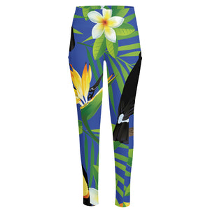 Tropical Keel-Billed Toucan Print High-Waisted Pocket Leggings