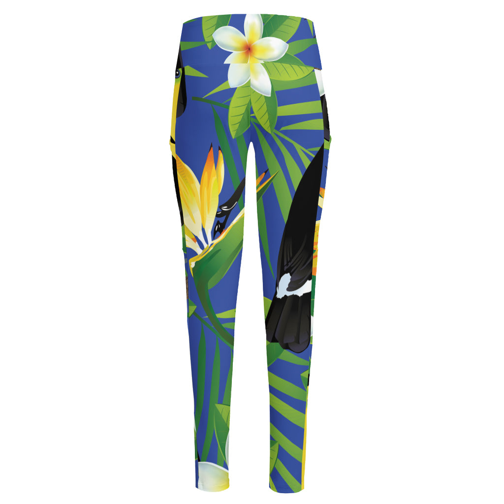 Tropical Keel-Billed Toucan Print High-Waisted Pocket Leggings