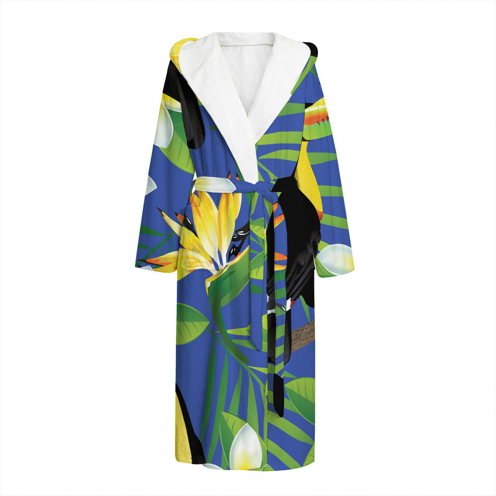 Tropical Keel-Billed Toucan Print Hooded Bathrobe