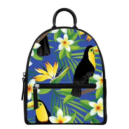 Tropical Keel-Billed Toucan Print Leather Backpack