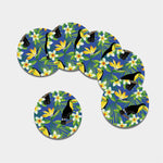Tropical Keel-Billed Toucan Print Leather Coaster Set
