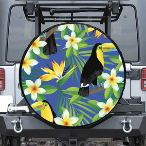 Tropical Keel-Billed Toucan Print Leather Spare Tire Cover