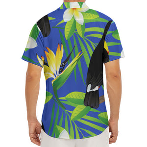 Tropical Keel-Billed Toucan Print Men's Deep V-Neck Shirt