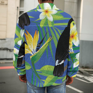 Tropical Keel-Billed Toucan Print Men's Shirt Jacket