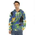 Tropical Keel-Billed Toucan Print Men's Velvet Pullover Hoodie