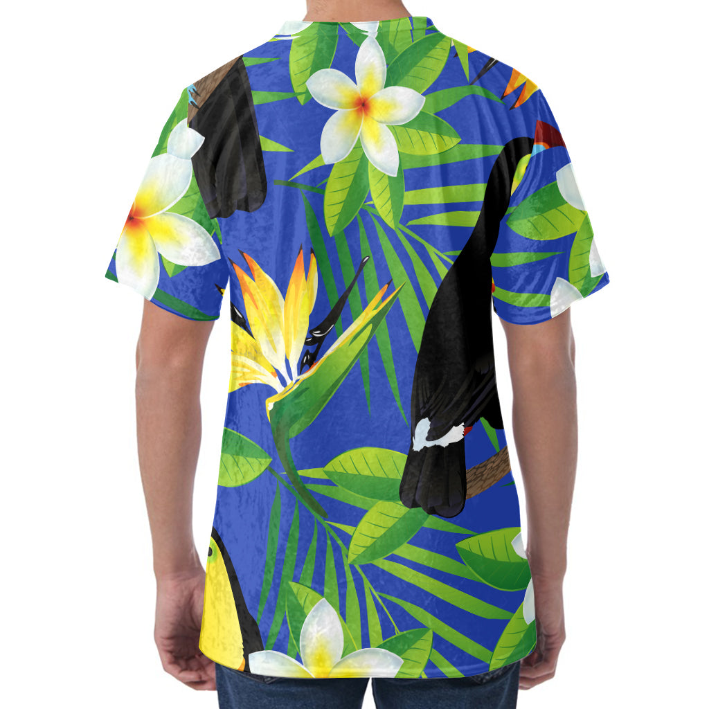 Tropical Keel-Billed Toucan Print Men's Velvet T-Shirt