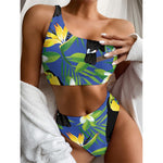 Tropical Keel-Billed Toucan Print One Shoulder Bikini Top