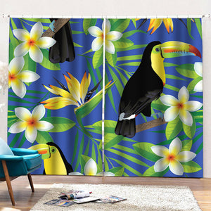 Tropical Keel-Billed Toucan Print Pencil Pleat Curtains