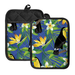 Tropical Keel-Billed Toucan Print Pot Holders With Pocket