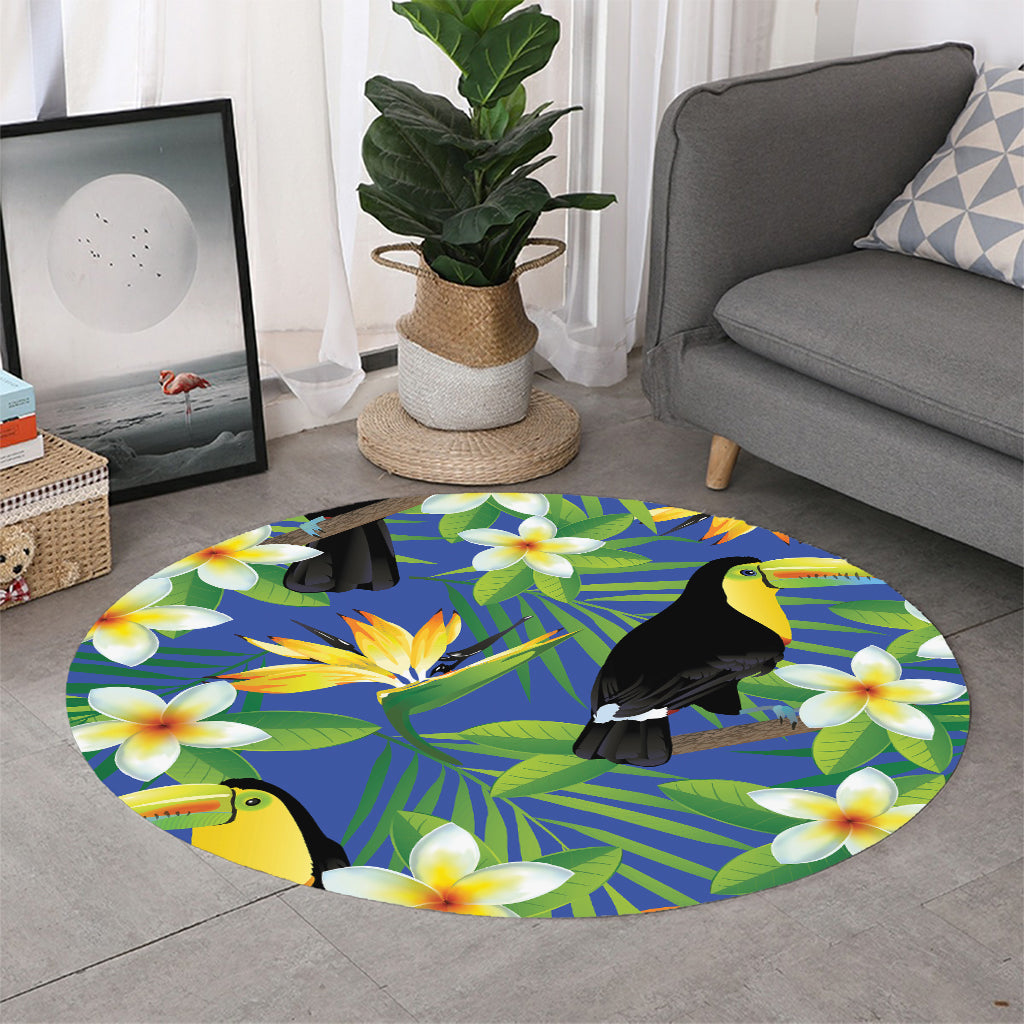 Tropical Keel-Billed Toucan Print Round Rug