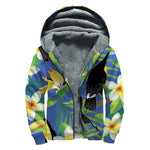 Tropical Keel-Billed Toucan Print Sherpa Lined Zip Up Hoodie