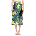 Tropical Keel-Billed Toucan Print Side Slit Midi Skirt