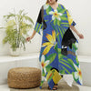 Tropical Keel-Billed Toucan Print Silk V-Neck Kaftan Dress