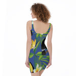 Tropical Keel-Billed Toucan Print Sleeveless Bodycon Dress