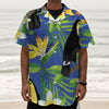 Tropical Keel-Billed Toucan Print Textured Short Sleeve Shirt