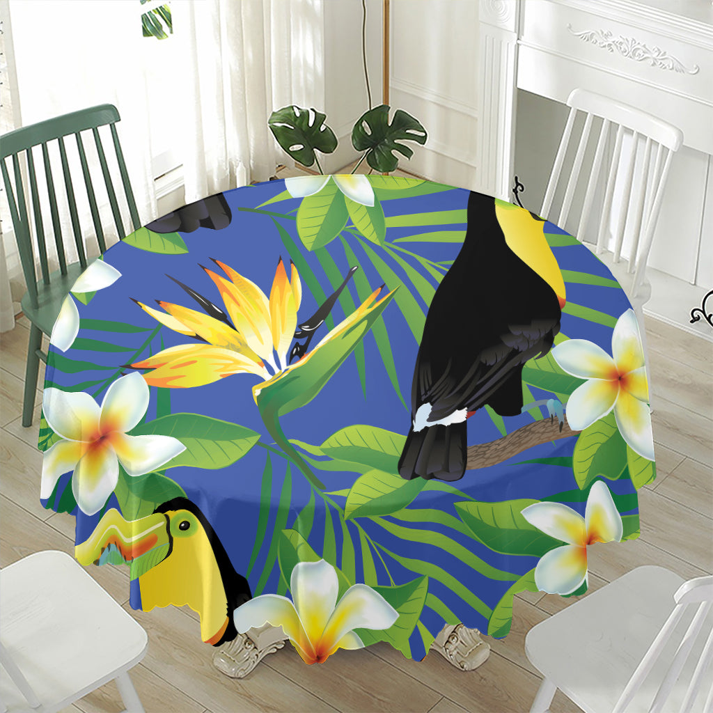 Tropical Keel-Billed Toucan Print Waterproof Round Tablecloth