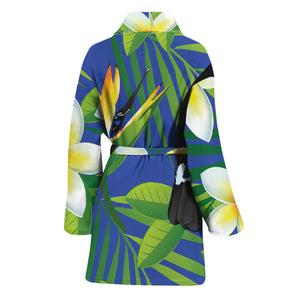 Tropical Keel-Billed Toucan Print Women's Bathrobe