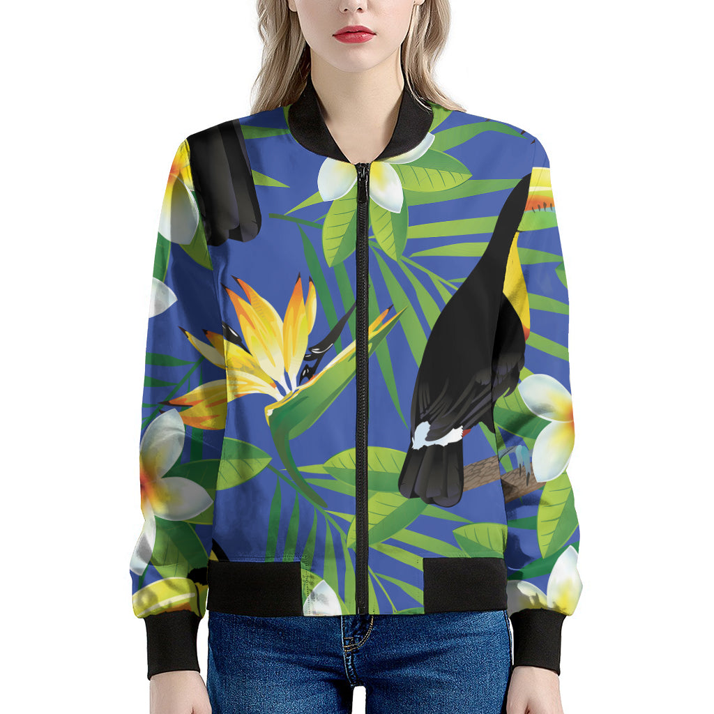 Tropical Keel-Billed Toucan Print Women's Bomber Jacket